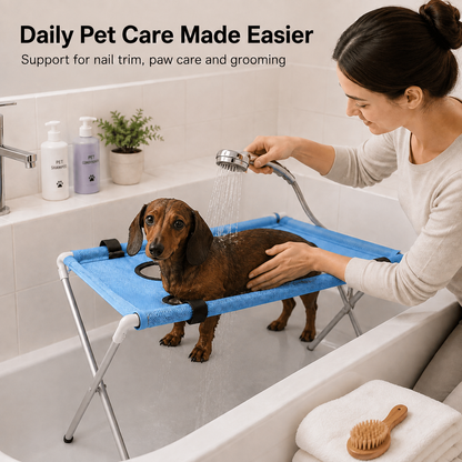2-in-1 Foldable Pet Grooming Station – Bathing, Nail Trimming & Everyday Grooming for Small Pets